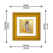 Diviniti Bal Gopal Gold Plated Wall Photo Frame, Table Décor| DG Frame 101 Size 1A and 24K Gold Plated Foil| Religious Photo Frame Idol For Pooja, Gifts Items (10 CM X 10 CM)