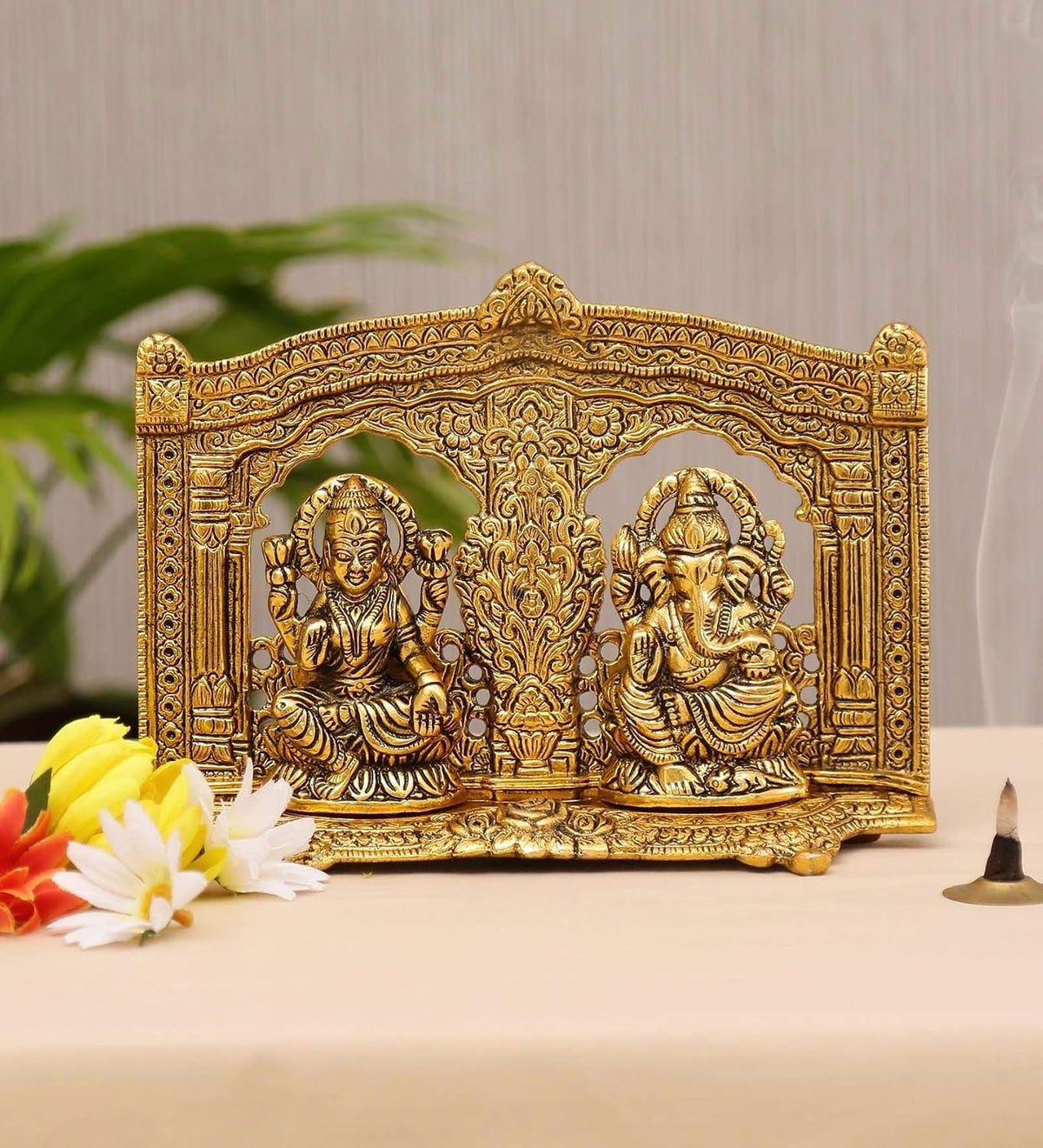 KridayKraft Laxmi Ganesh Idol Showpiece Metal Lakshmi Ganesh Statue Diwali Home Decoration Items Lakshmi Ganesh for Diwali puja