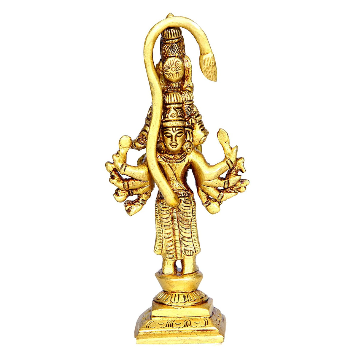 Aalayam Selveer Panchmukhi Hanuman Brass Statue Standing | Panchmukha Hanuman Brass | Brass Panchmukhi Hanuman 13cm Height Brass Gold Colour 1 Piece