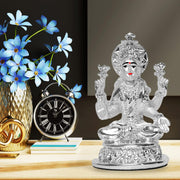 DIVINITI Lakshmi Idol for Home Decor 999 Silver Plated Sculpture of Maa Lakshmi Figurine Idol for Home, Office, Temple and Table Decoration Religious Idol for Pooja, Gift (5.7 CM X 6 CM)