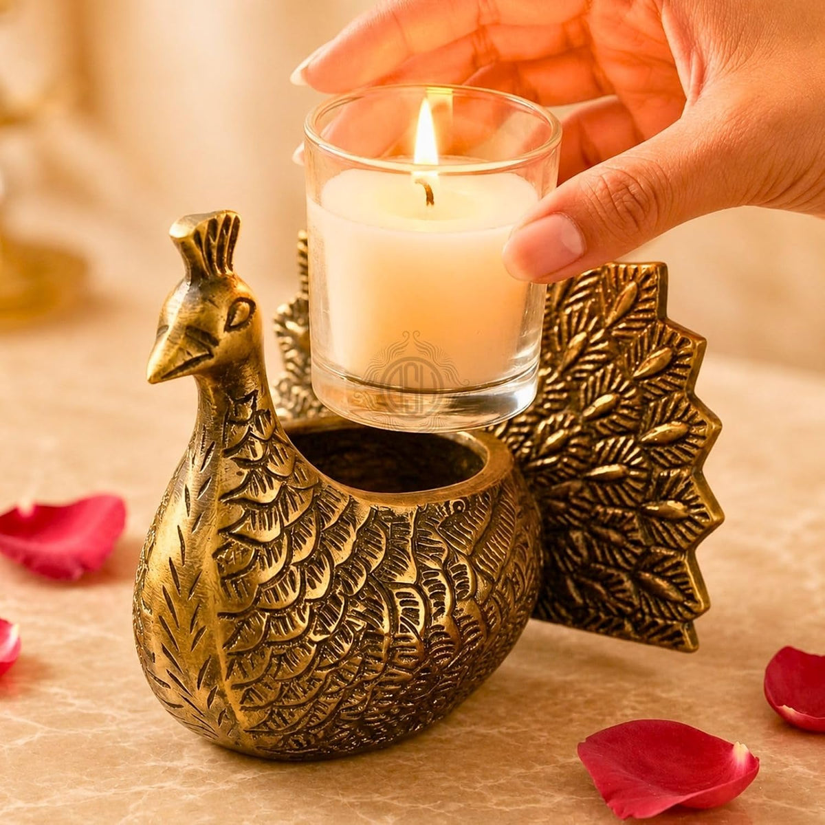 DSH Metal Peacock Tea Light Candle Holder Decorative Candle Votive for Home Décor Living Room & Gifting