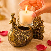 DSH Metal Peacock Tea Light Candle Holder Decorative Candle Votive for Home Décor Living Room & Gifting