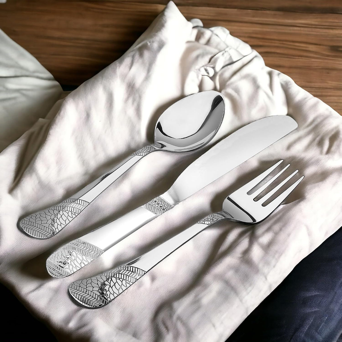 Parage 6 Pieces Premium Stainless Steel 3mm Thick Dinner/Butter Knife, Table Fork, Spoon for Home and Kitchen, Luxury Dining Tableware Gift, Imperial Design, Silver