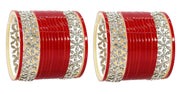 NMII Stylish Red Chuda Set For Women & Girls with Zircon Diamond Stone | Women's Bangles Chooda | Bridal Chuda Set Design Wedding, Party, Marriage | Fashion Jewellery