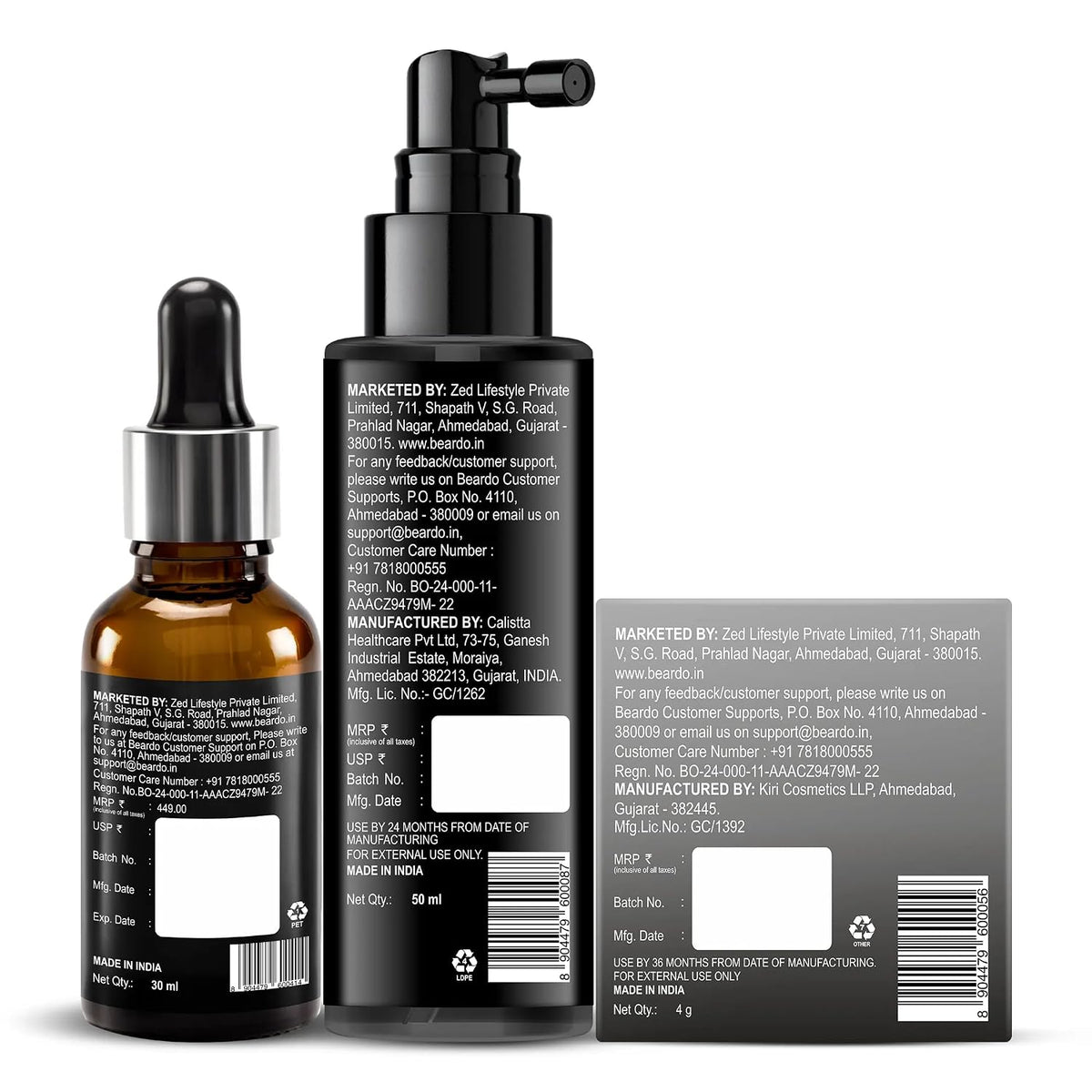 Beardo Grey Fix Kit for Men | Anti-Grey Hair Serum, Beard Oil & Blackout Powder | Reverse Greying, Restore Natural Look | Root Touch Up for Hair | Kit for Men-Set of 3