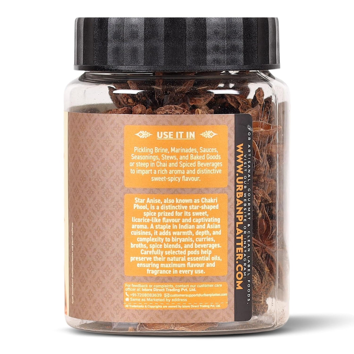 Urban Platter Star Anise, 50g (Chakri Phool | Warm, Licorice like Flavour | Highly Aromatic Spice used in Biryanis, Broths, Asian Cuisine & Baking)