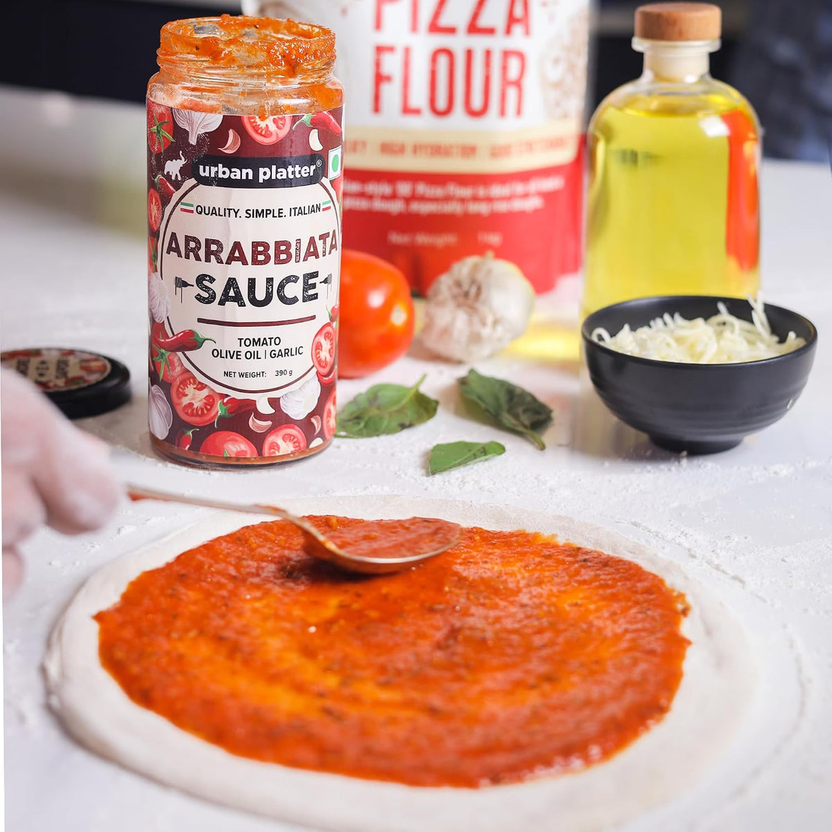 Urban Platter Arrabbiata Sauce, 390g (Plant Based, Preservative-free, Italian Inspired Sauce for Pasta, Pizza and More)