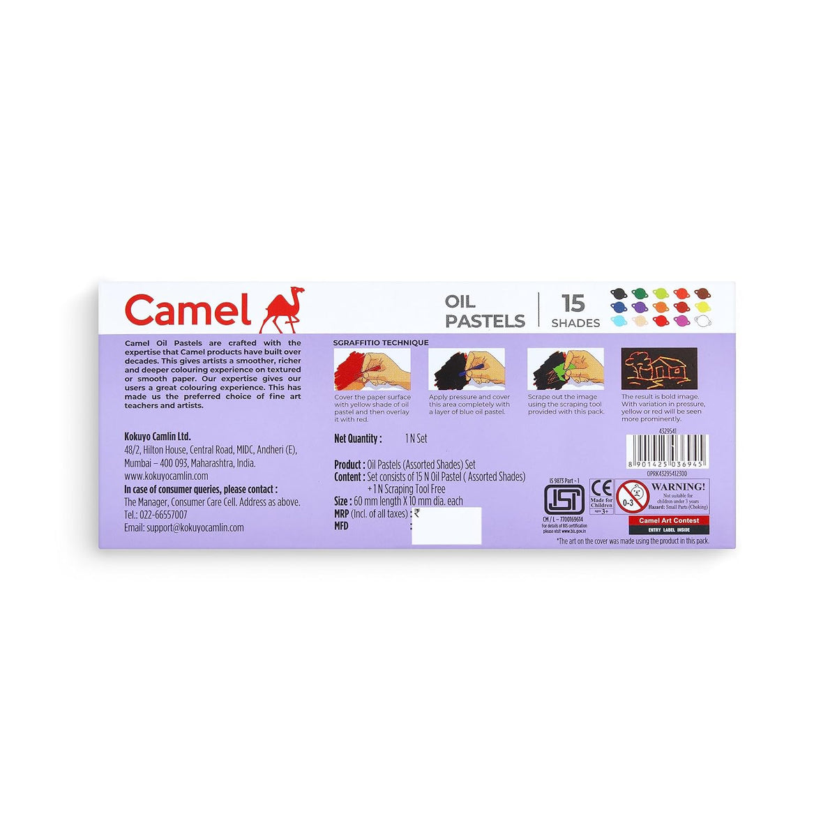 Camel Oil Pastels 15 Shades