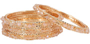 NMII Alloy Metal Bangles Set For Girls & Women Studded Pearls and Chain | Stylish Bangles Bracelet | Fancy Metal bangles | Women's Jewellery | (Pack of 4)