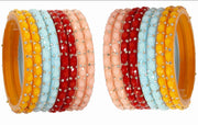 NMII Acrylic (Plastic) With Beads and Zircon Gemstone Studded Worked Kada Set For Women and Girls