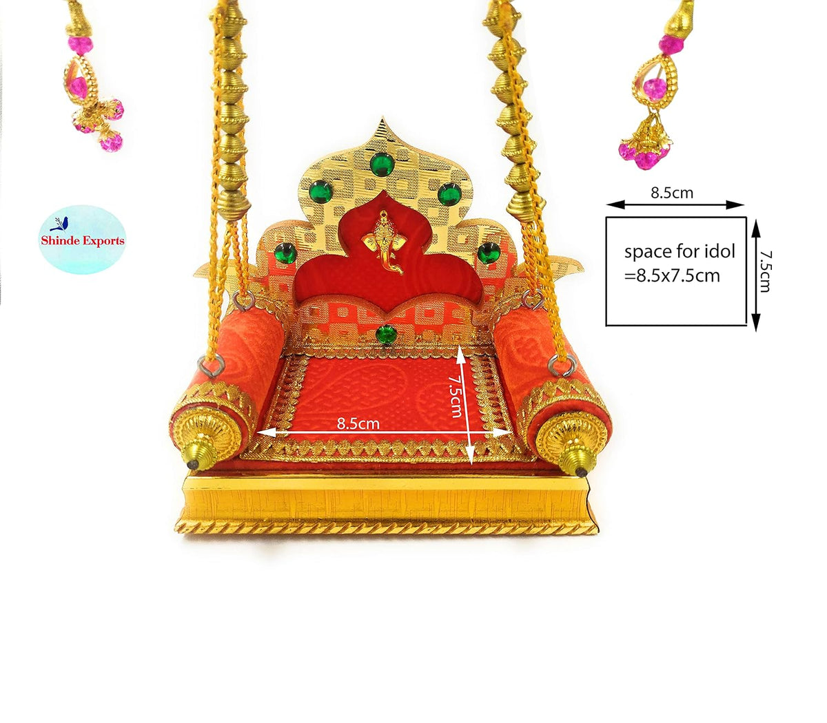 SHINDE EXPORTS Wooden Jhula for laddu Gopal Lord Thakur Pooja god singhasan (Orange)