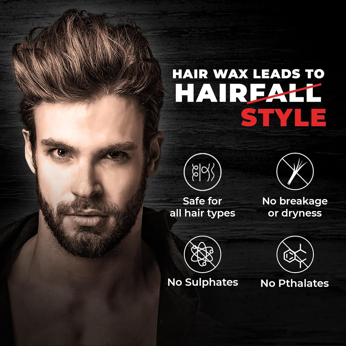 Beardo Stronghold Hair Wax, 50gm (Pack of 2) | Crystal Hair Wax | Hair Wax Men | Styling Wax | Glossy Finish | Shine | Strong Hold, Restylable Anytime, Easy Wash Off Hair Wax