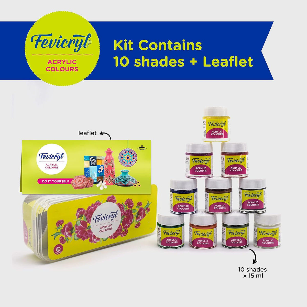 Fevicryl DIY Self Painting Art of India Kit & Pidilite Acrylic Colours Sunflower Kit