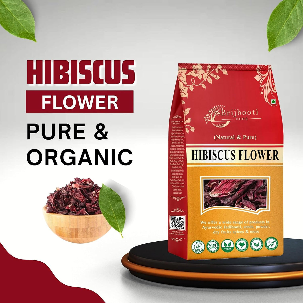 BrijBooti Hibiscus Flower - Herbal Tea- 800 Grams - Gudhal Phool - Hibiscus Dry Flower