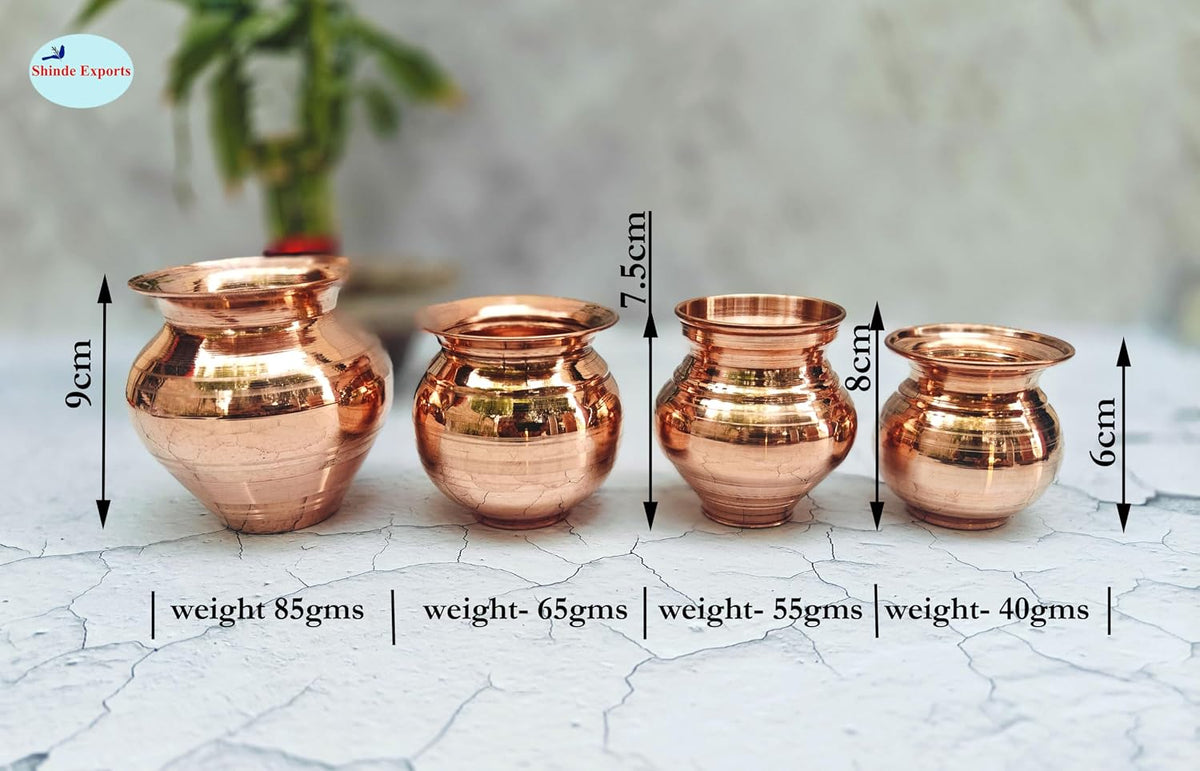 SHINDE EXPORTS Small Size Copper tamba lota Kalash for puja Drinking Water Pooja (9cm 85gms)