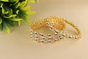 NMII Golden Metal Bangles Set For Women & Girls with Zircon Diamond Stone | Traditional Rajwadi Girl's Bangles Kangan | Fancy Women's Fashion Jewellery | Perfect for Wedding, Party, Festive- Set of 4