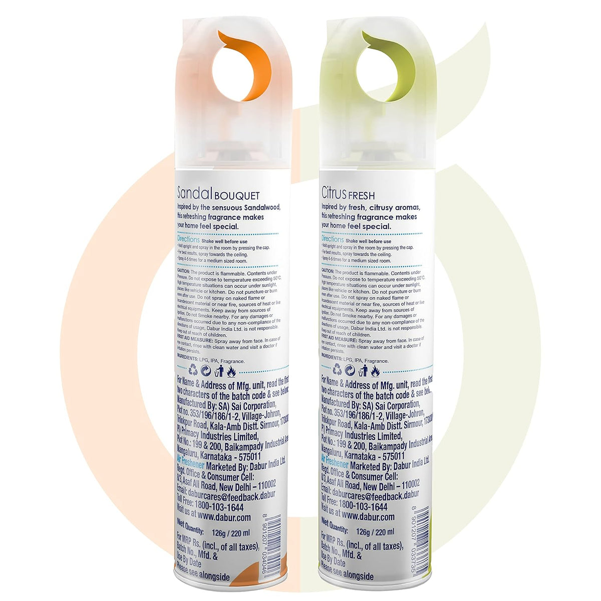 Odonil Room Air Freshener Spray - 440ml Combo (Pack of 2, 220ml each) | Sandal Bouquet & Citrus Fresh | Nature Inspired Fragrance for Home & Office | Long Lasting Fragrance