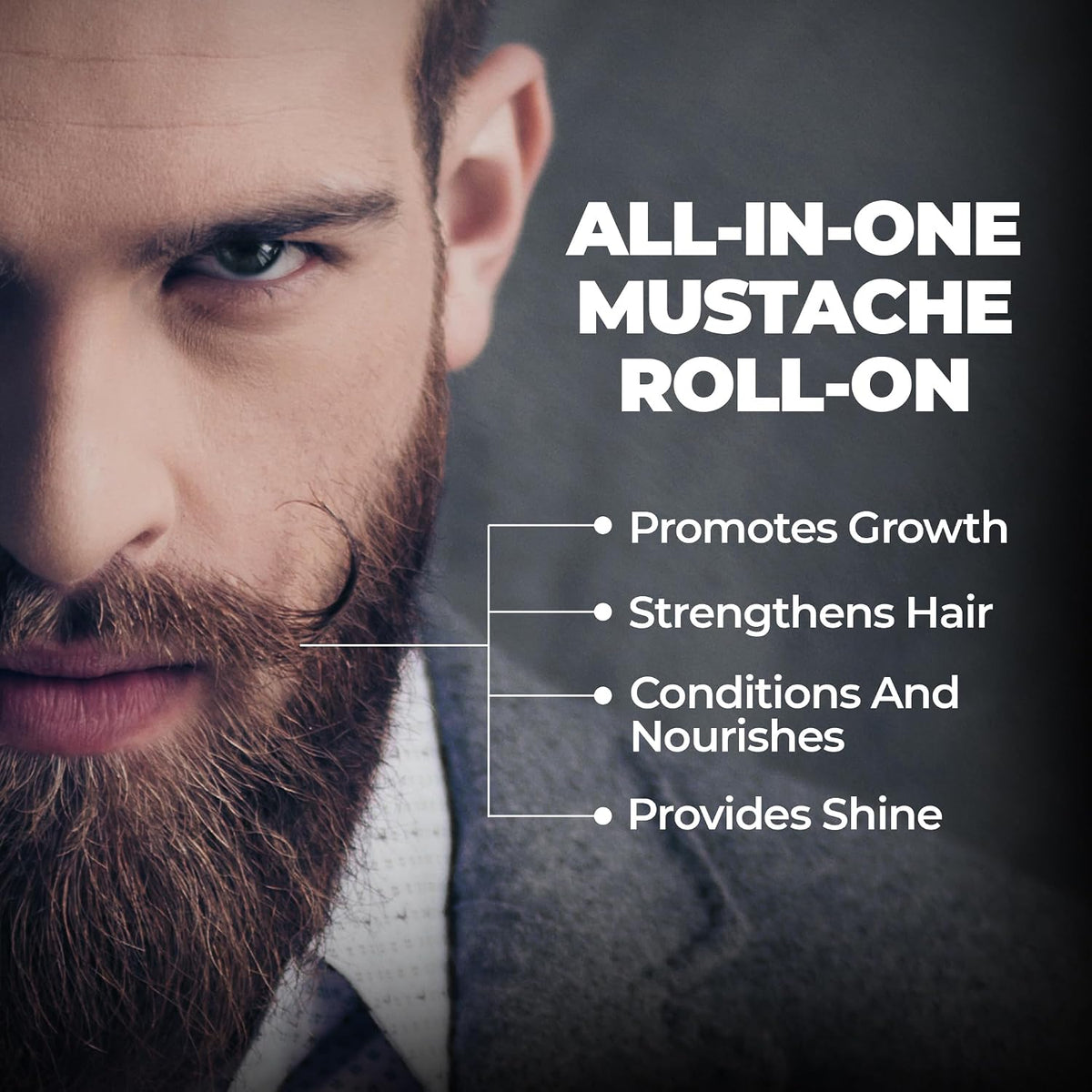 BEARDO Mustache Growth Roll On 8ml, Beard & Hair Growth Oil 30ml with Derma Roller | Beard Growth Kit for Men, Hair Regrowth, Patchy Beard Treatment, Grooming Combo (Pack of 3)