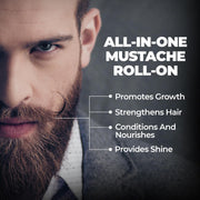 BEARDO Mustache Growth Roll On 8ml, Beard & Hair Growth Oil 30ml with Derma Roller | Beard Growth Kit for Men, Hair Regrowth, Patchy Beard Treatment, Grooming Combo (Pack of 3)