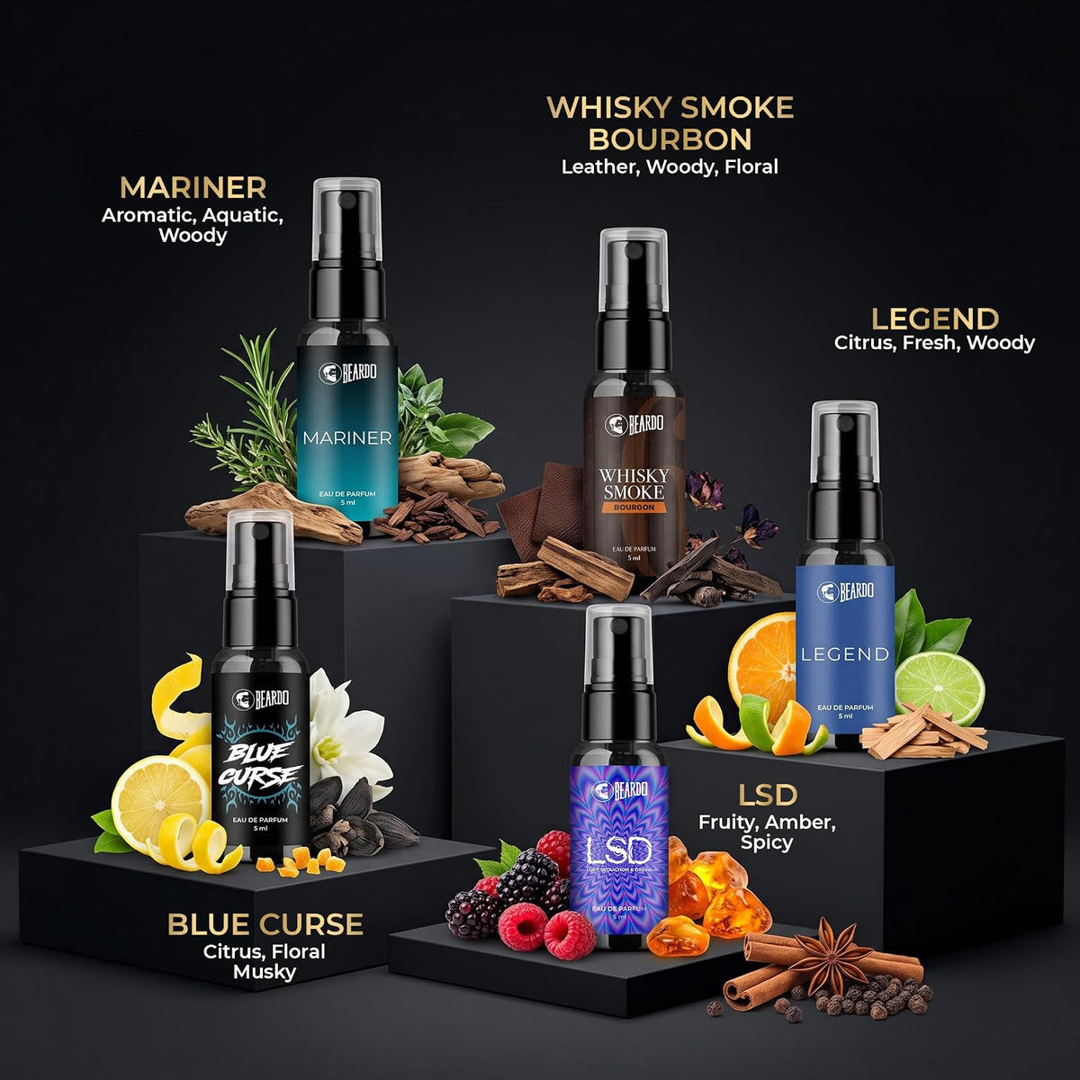 Beardo Tohfa Perfume Gift Set for Men | Fragrance Discovery Gift Set | 10 x 5ml Mini Perfumes for Men | Long Lasting Perfume Collection | Travel Friendly Gift Pack | Gift for Husband, Father, Brother, Boyfriend | Wedding & Festival Gift
