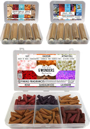 Parag Fragrances Herbal & Natural 5 in 1 Dhoop Sticks 250Gm Pack/Rose, Sandalwood, Mogra, Camphor & Kasturi / 50Gram Each/Economical Monthly Pack Dhoop Sticks for Puja & Home Fragrance