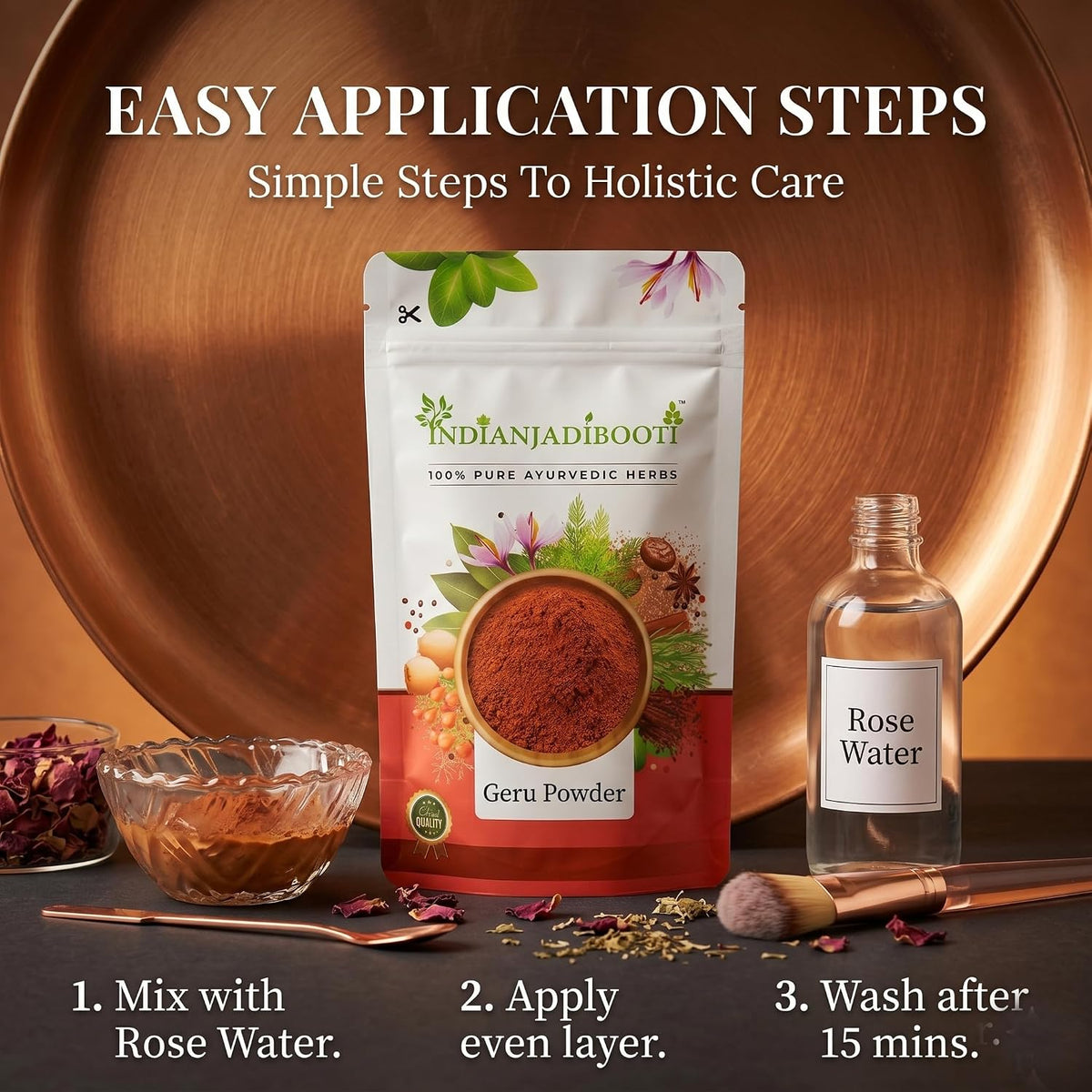 IndianJadiBooti Geru Powder - Red Ochre (Shuddha Gairika) - Traditionally Used for Cooling Skin Rituals, DIY Face Packs & Natural Pigment, 250 Grams