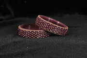 NMII Glass Golden Zircon GemStone & Beads Studded Thick Kada Set For Women & Girls | Chudi Set | Glass Bangles For Women | Fancy Kada For Women Party, Wedding, Occasion, Daily use
