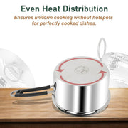 Parage 1 Pieces Stainless Steel Sauce Pan, Tea Pan, Milk Pan Heavy Gauge, 1 LTR with Heat-Resistant Wire Handle Induction & Gas Stove Friendly (Silver)