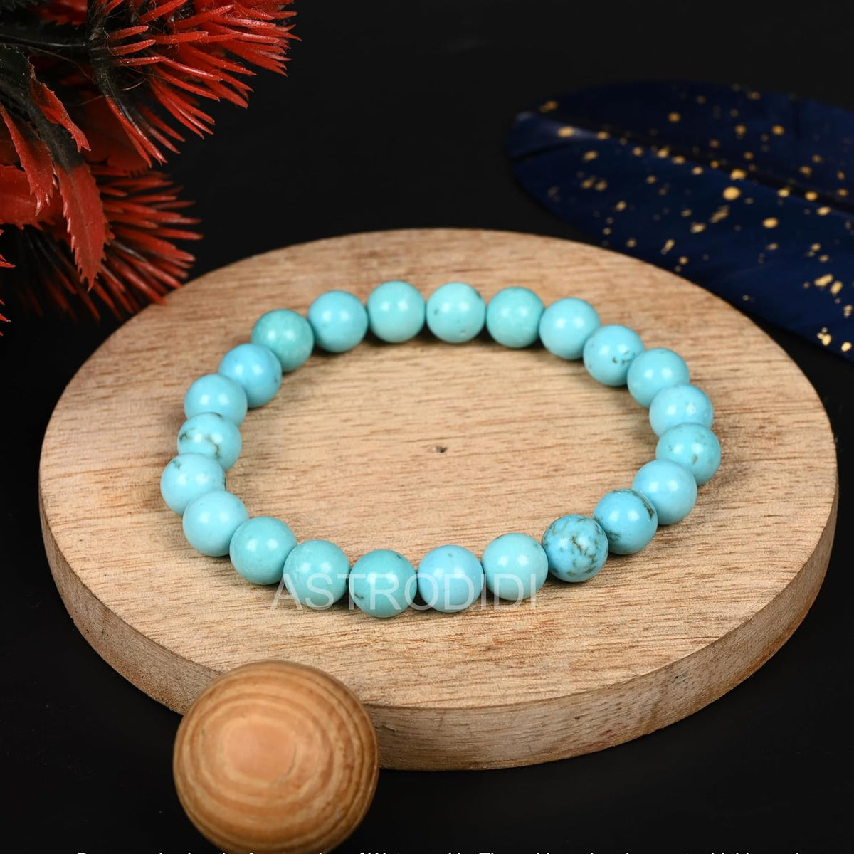 Astrodidi Natural Certified Firoza Turquoise Stone Bracelet for Throat Chakra, Communication, Good Luck, Manifestation, Money, Success, Positive Energy | Reiki Feng-Shui Healing Crystal Gemstone for Men and Women