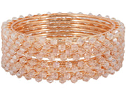 NMII Pearls Studded Metal Bangles Set For Women and Girls