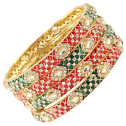 NMII Fancy Alloy Kada Set with Zircon Gemstone & Meenakari Work For Women & Girls | Eye Stone Work Stylish Kangan Set | Traditional Bangles For Wedding, Party, Festival Fashion Jewelry Gift