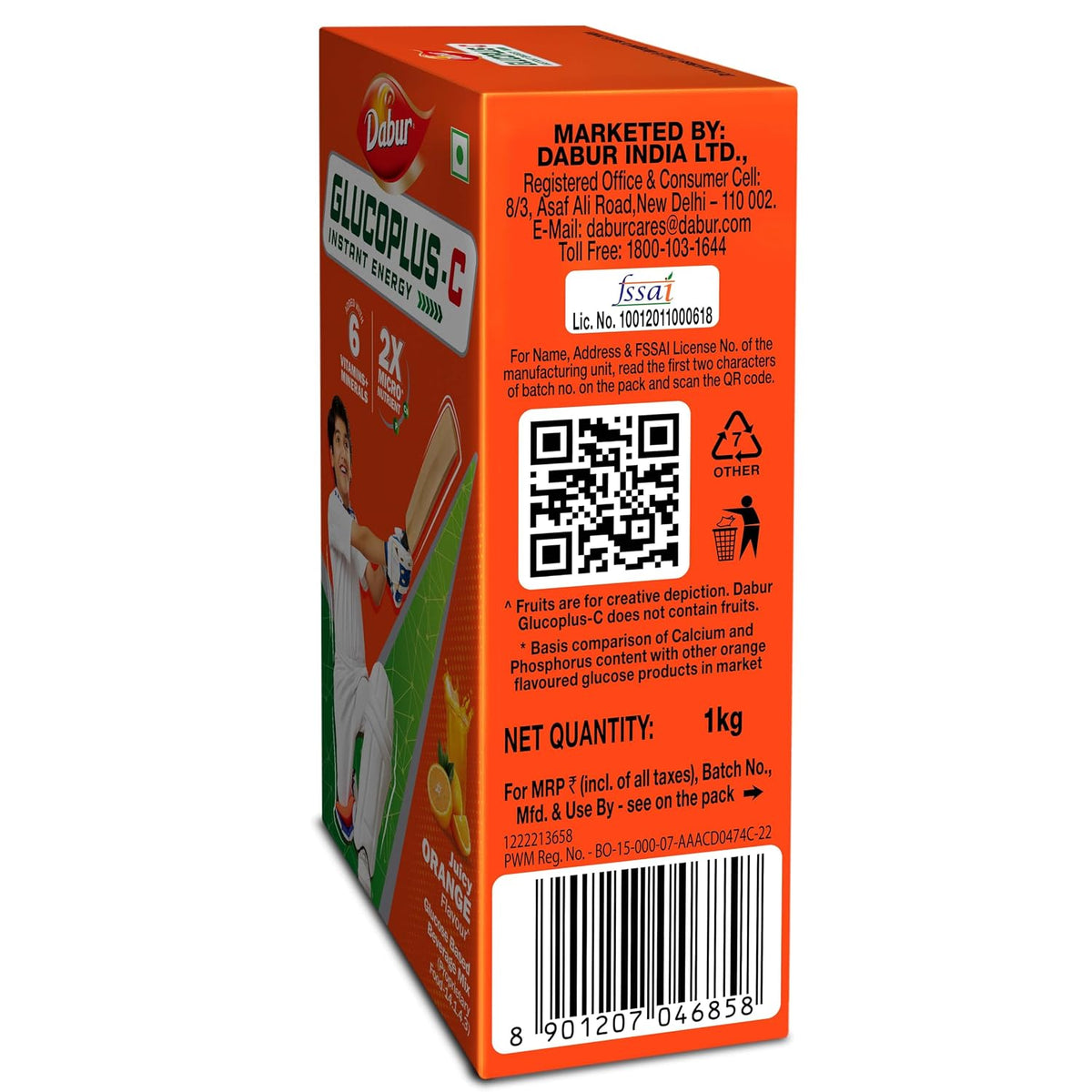 Dabur Glucoplus C Glucose Powder (Orange Flavour) 1kg