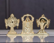 KridayKraft Tirupati Balaji Symbol Stand Shankh Chakra with Balaji Statue Gold Plating Antique Decorative for Car Dashboard Home & Office Table Showpiece Figurines,Religious Gift Idol, 5 x 1 Cm