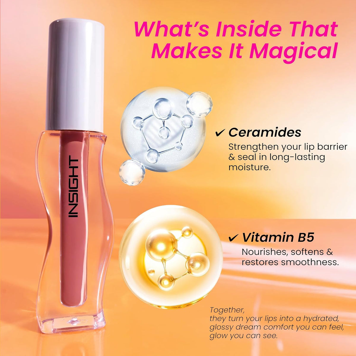 INSIGHT Hydra Creamy Lip Sheen - Runway Rose | Glossy Finish | 2 in 1 Lipstick + Gloss | Infused with Ceramides & Vitamin B5 | One Swipe Rich Color (2.5 g) (Pack of 2)
