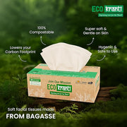 Sri Sri Tattva Eco Kranti - Facial Tissue Paper Box | 100 Pulls x 3 Packs | 100% Natural Bagasse | Biodegradable, Compostable
