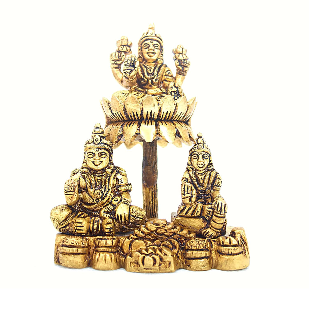 Aalayam Selveer Kuber Lakshmi Idol | Kuber Laxmi Murti | Lakshmi Kubera Statue Brass Height 12.7cm Gold Colour 1 Piece