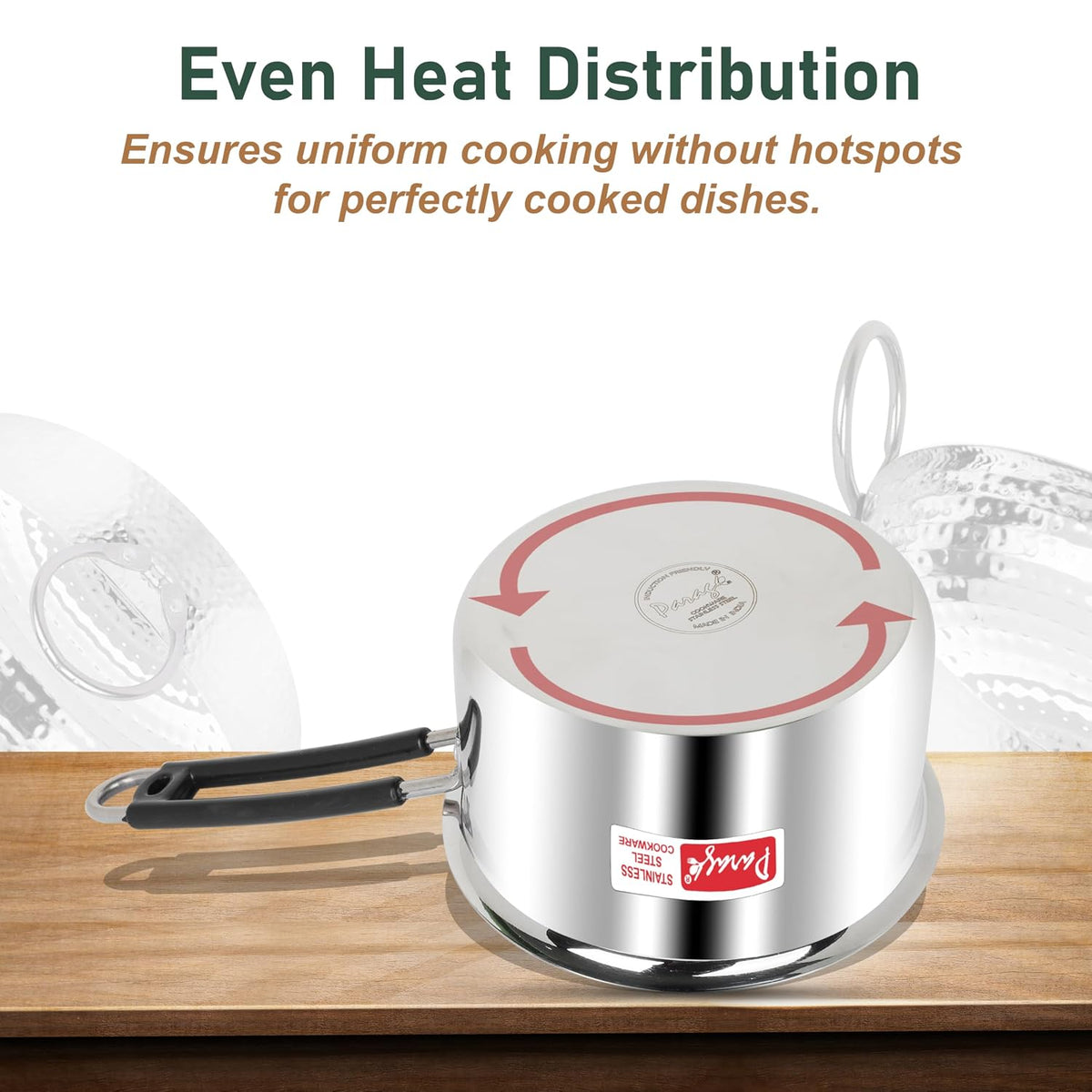 Parage 1 Pieces Stainless Steel Sauce Pan, Tea Pan, Milk Pan Heavy Gauge, 1.75 LTR with Heat-Resistant Wire Handle Induction & Gas Stove Friendly (Silver)