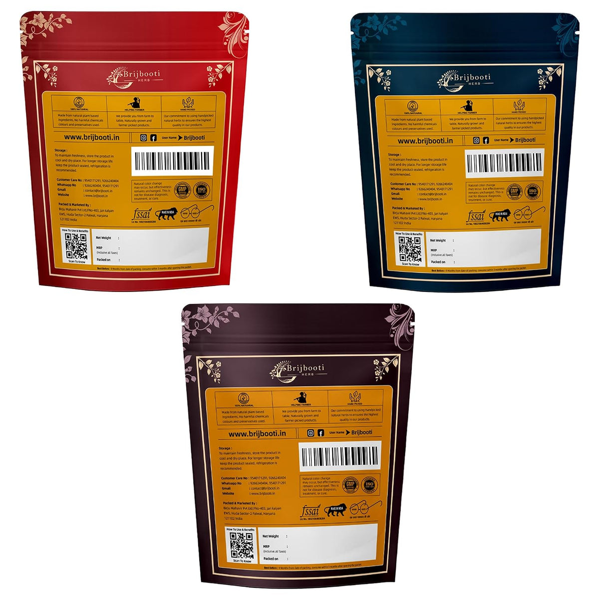 BrijBooti Reetha Amla Shikakai Powder for Hairs Reetha 150 Gm - Shikakai 150 Gm, Amla 100 Gm
