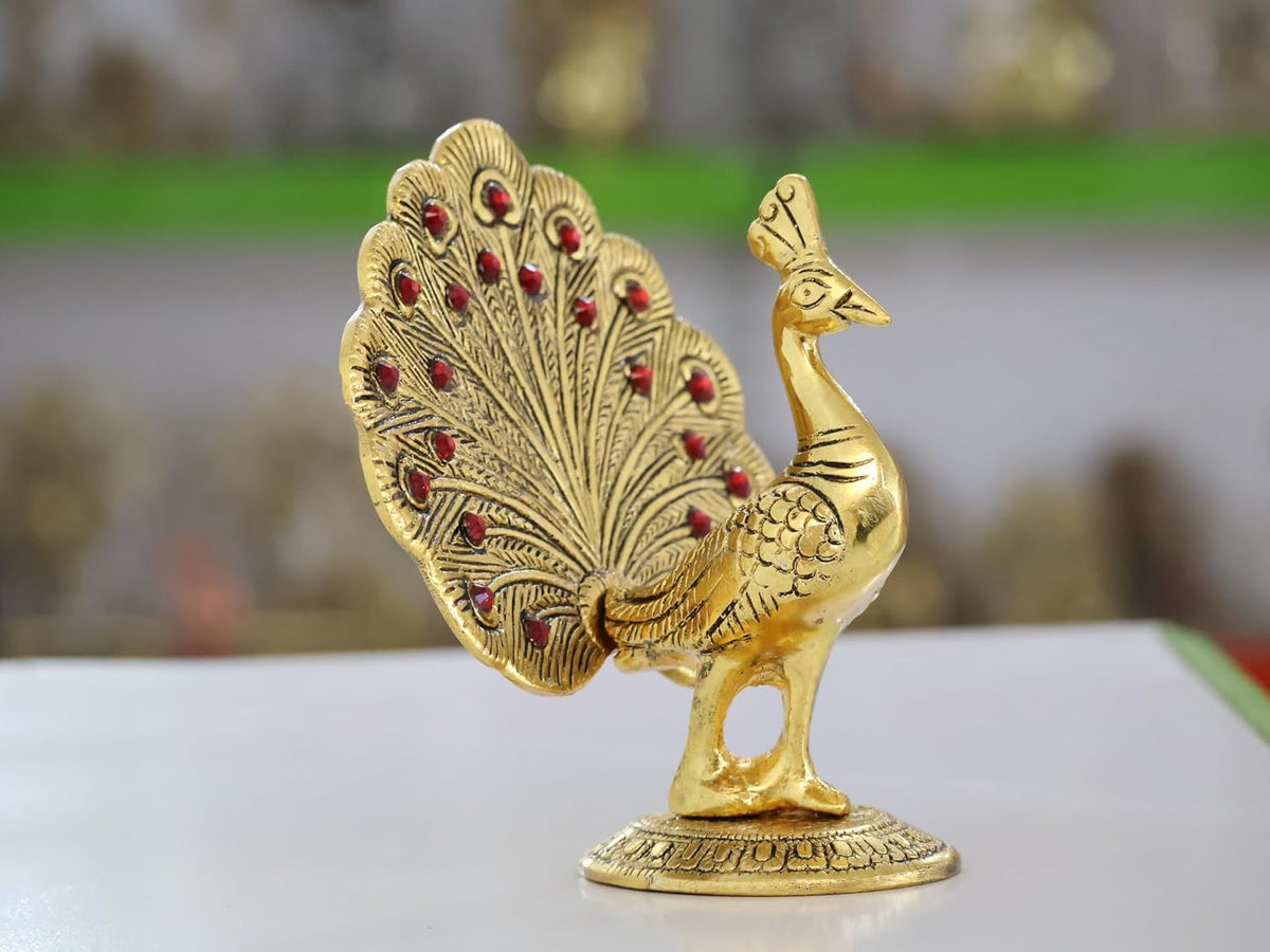 KridayKraft Peacock Metal Statue Idol Decorative Showpiece Feng Shui As Table Top Figurine for Living Room Bedroom Home Office Décor for Decoration & Gifting Purpose