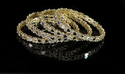 NMII Golden Metal with American Diamond & Mirror Work Bangles Set For Women & Girls | Kundan Mirror Bangles | Gold Plated Bangles | Women's Bangles Bracelet | Diamond Fashion Jewellery-Set of 4