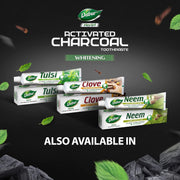 DABUR Herb'L Activated Charcoal Toothpaste 480G (120G x4, Pack of 4)|Whitening Black Gel Toothpaste|Fluoride Free|Fights Plaque & Extrinsic Stains|With Power of Mint|Cool & Refreshing Mouth Experience