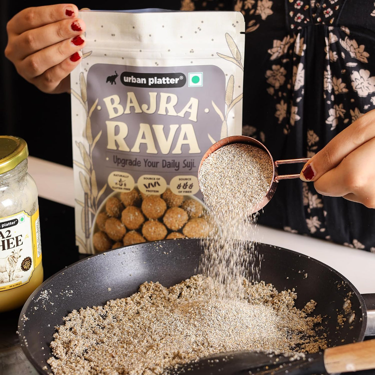 Urban Platter Bajra Rava, 500g (Naturally Gluten-Free | Source of Protein & Fibre | A Smart Swap for Regular Sooji | Perfect for Upma, Khichdi, Porridge, Halwa, Laddoos & More)