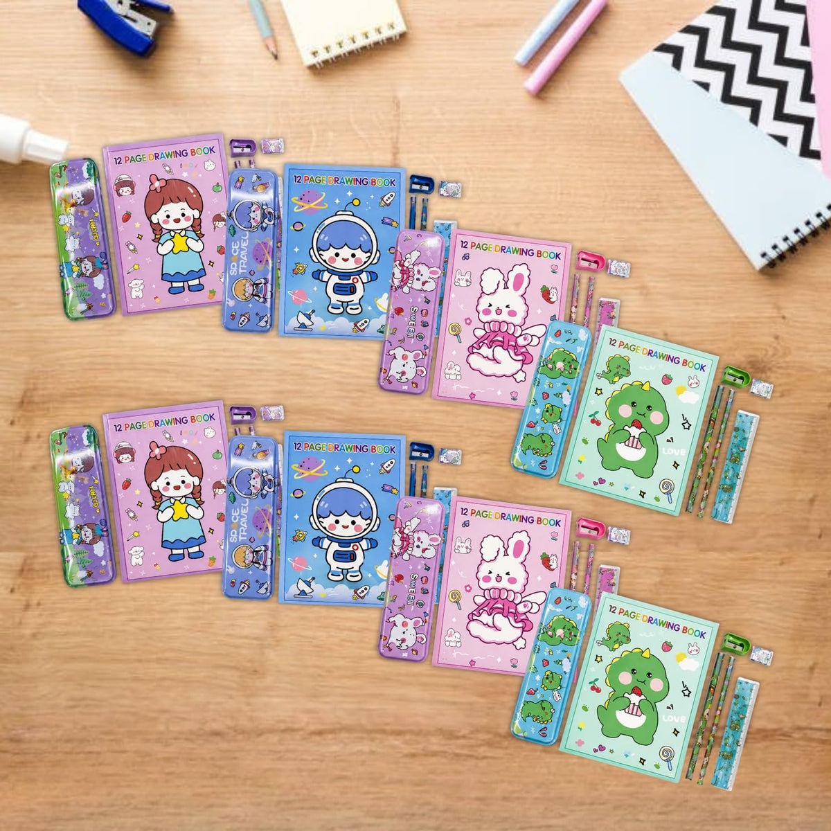Toy Imagine Kids Stationery Kit for Birthday Return Gift | Pencils, Eraser, Scale & Sharpener | Ideal for School, Party Distribution, Kanjak, Festivals & Classroom Gifts (Pack of 8)