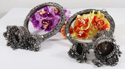 NMII Non-Precious Metal with BallChain and Cone Shaped Latkan Studded Glossy Finished Kada Set For Women and Girls