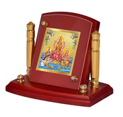 DIVINITI 24K Gold Plated Religious Car Dashboard Frame | Premium God Idol Frame for Car, Home Mandir & Office Table | Spiritual Gift, Decorative Showpiece | Lakshmi Ganesha Saraswati