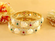 NMII Traditional Gold Plated Metal Bangles Kada Set For Women & Girls With Zircon Diamond Stone | Women's Bangles | Premium Kada Set For Wedding, Party, Occasions Fashion Jewelry - Set Of 2
