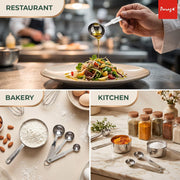 Parage Stainless Steel Measuring Cups & Spoon Combo for Dry or Liquid/Kitchen Gadgets/Cooking & Baking/Stackable Professional Measuring Cup Set with Measurement Handles (Set of 4 Cups & 4 Spoons)