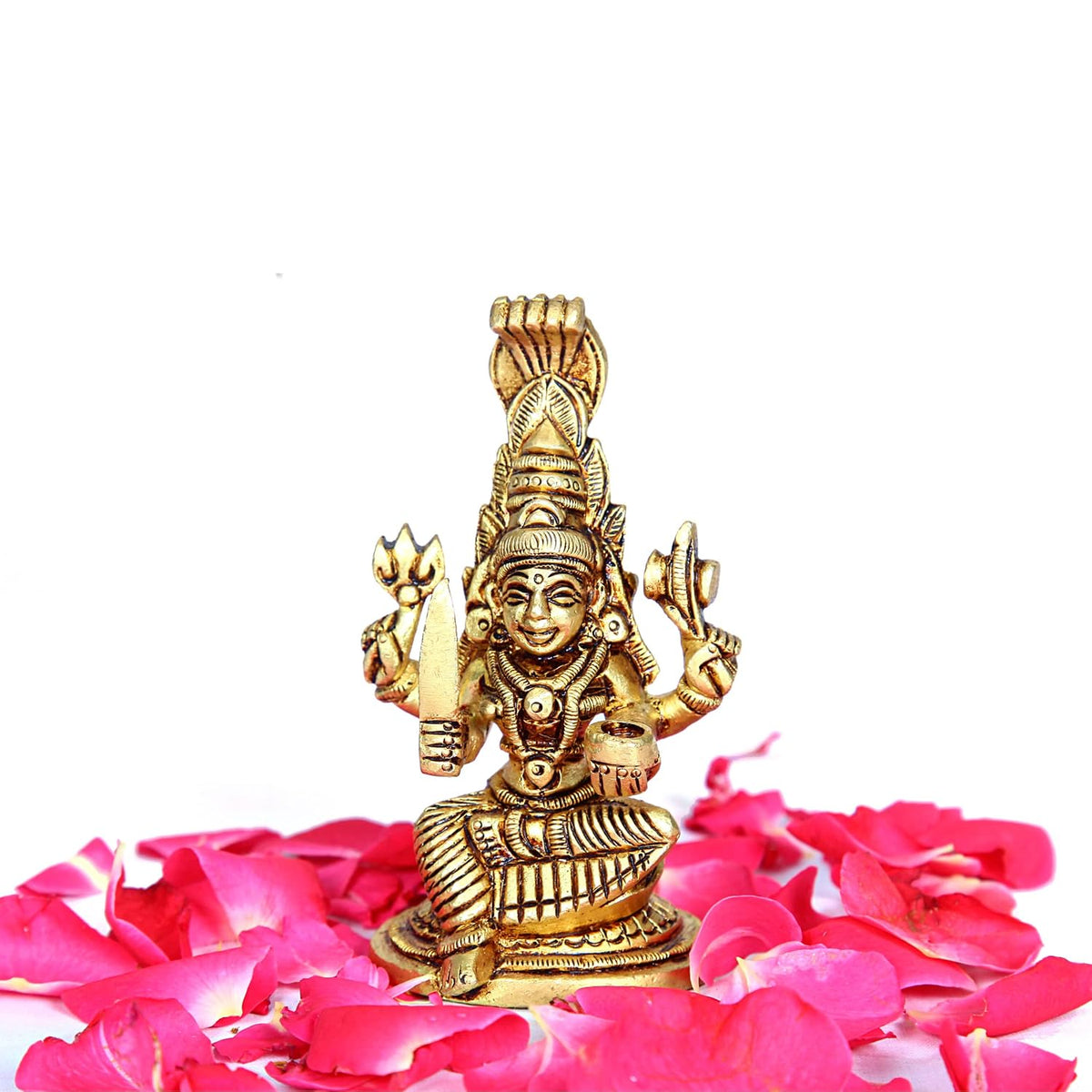 Aalayam Selveer Karumariamman Idol Small | Karumariamman Statue Small | Karumariamman Silai Small | Brass Karumariamman Idol 9.7cm Height Brass Gold Colour 1 Piece