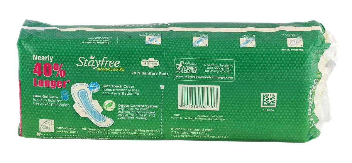 Stayfree Advanced Soft Ultra thin Sanitary Pads with Wings - 28 Pieces (XL)