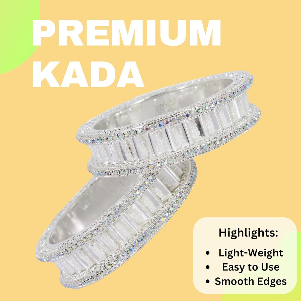 NMII Gold Plated Metal American Diamond & Kundan Bangles Set For Women & Girls | Kada Set For Women | Antique Bangles | Women's Bangles Set For Wedding, Party, Occasion Jewellery- Set of 2